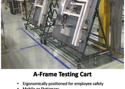 A frame testing cart built from reusable fixture components